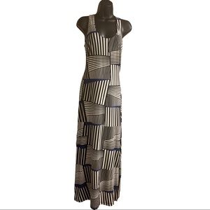 Enfocus studio black and white maxi dress with blue accents